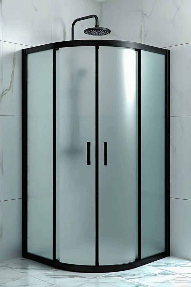 Duşakabin Oval 5mm Siyah Profil Buzlu 190 Cm